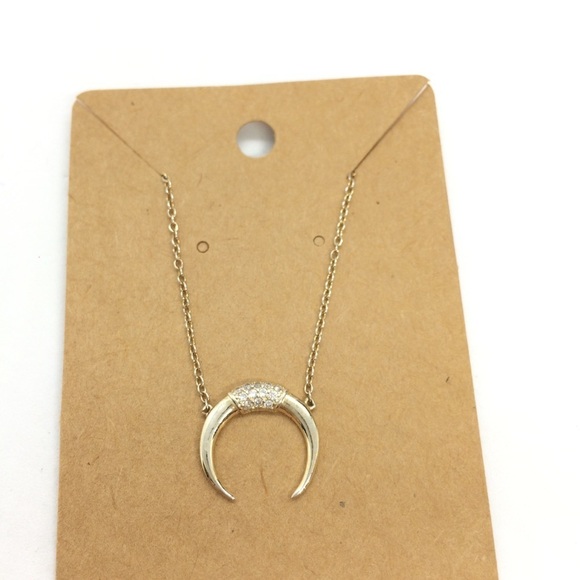 SHASHI 925 VERMEIL HORN NECKLACE RHINESTONE 18k GOLD PLATED STERLING DAINTY - Picture 7 of 11